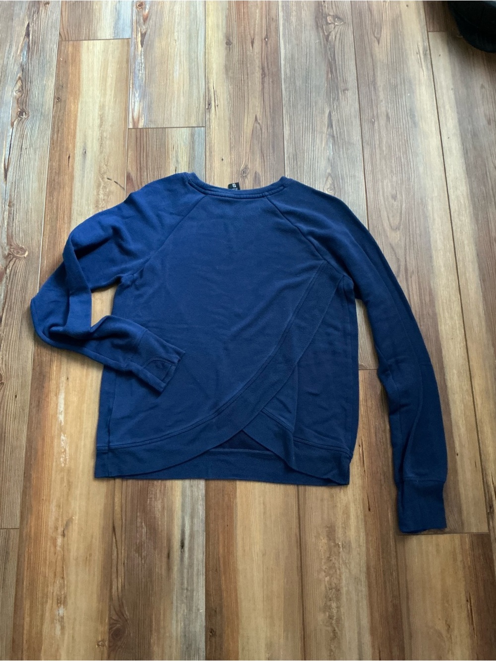 Athleta Girl’s Navy Crewneck Sweater with Crossover Hem